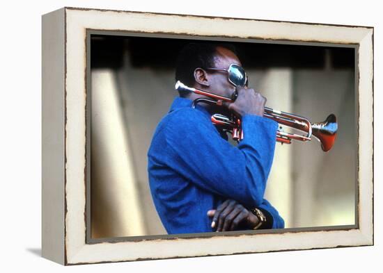 Miles Davis, American Composer and Jazz Trumpet Player, Newport Jazz Festival July 4 1969-null-Framed Stretched Canvas