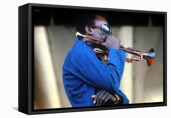 Miles Davis, American Composer and Jazz Trumpet Player, Newport Jazz Festival July 4 1969-null-Framed Stretched Canvas