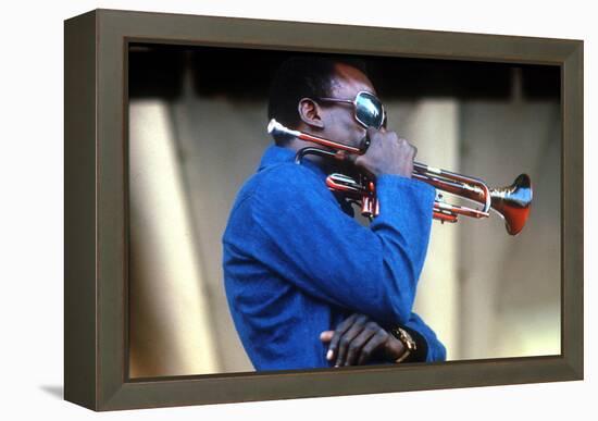 Miles Davis, American Composer and Jazz Trumpet Player, Newport Jazz Festival July 4 1969-null-Framed Stretched Canvas