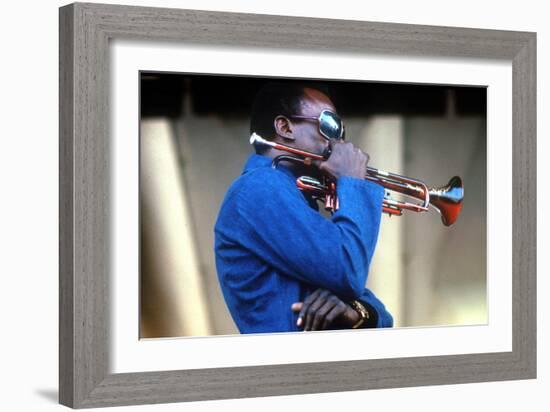 Miles Davis, American Composer and Jazz Trumpet Player, Newport Jazz Festival July 4 1969-null-Framed Photo
