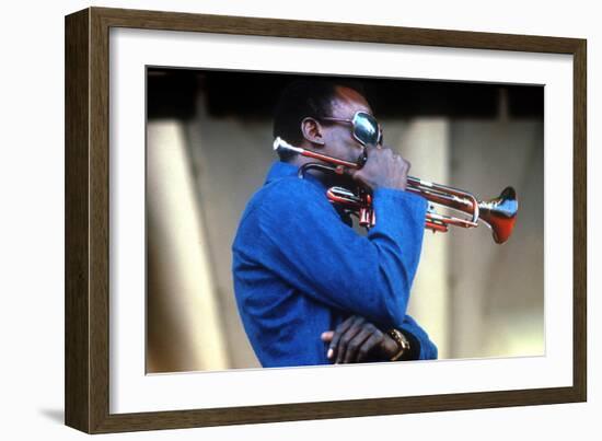 Miles Davis, American Composer and Jazz Trumpet Player, Newport Jazz Festival July 4 1969-null-Framed Photo