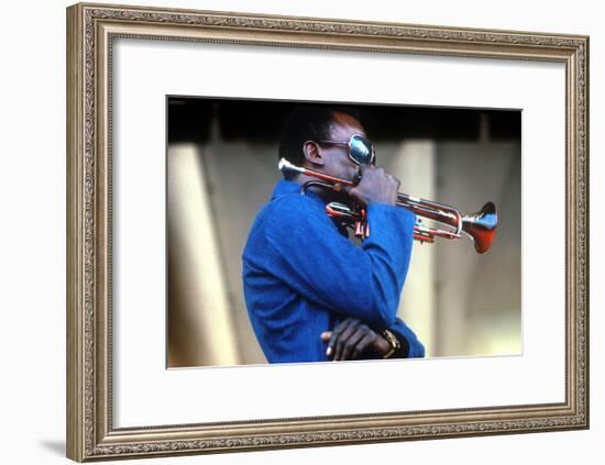 Miles Davis, American Composer and Jazz Trumpet Player, Newport Jazz Festival July 4 1969-null-Framed Photo