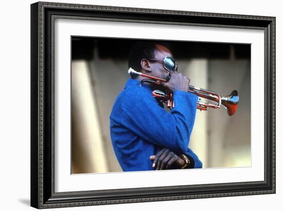 Miles Davis, American Composer and Jazz Trumpet Player, Newport Jazz Festival July 4 1969-null-Framed Photo