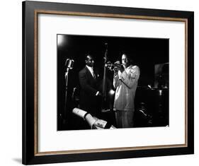 Miles Davis (C) with Oscar Pettiford and Bud Powell, Birdland, 1949-null-Framed Photo