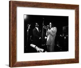 Miles Davis (C) with Oscar Pettiford and Bud Powell, Birdland, 1949-null-Framed Photo