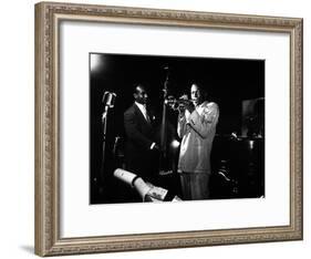 Miles Davis (C) with Oscar Pettiford and Bud Powell, Birdland, 1949-null-Framed Photo