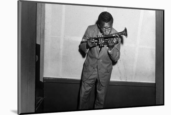 Miles Davis Kissing Trumpet-null-Mounted Photo