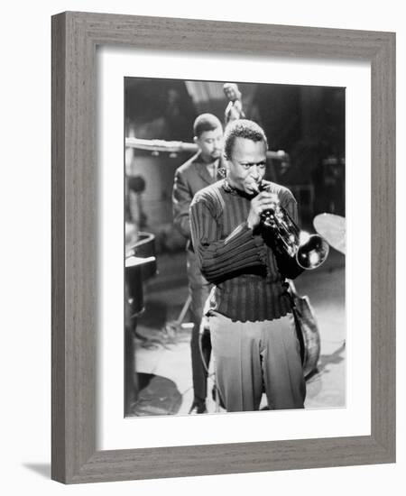 Miles Davis Performing in 1960-null-Framed Photo