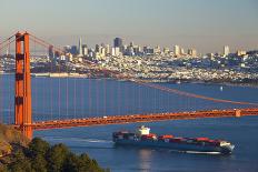 The Golden Gate Bridge and San Francisco Skyline at Night-Miles-Photographic Print