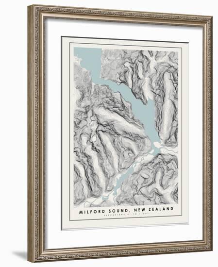 Milford Sound Topographical Print-null-Framed Art Print