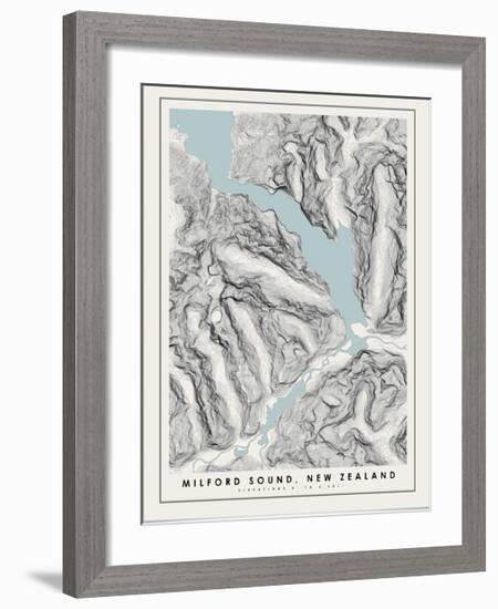 Milford Sound Topographical Print-null-Framed Art Print