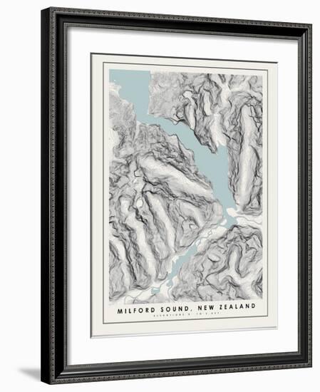 Milford Sound Topographical Print-null-Framed Art Print