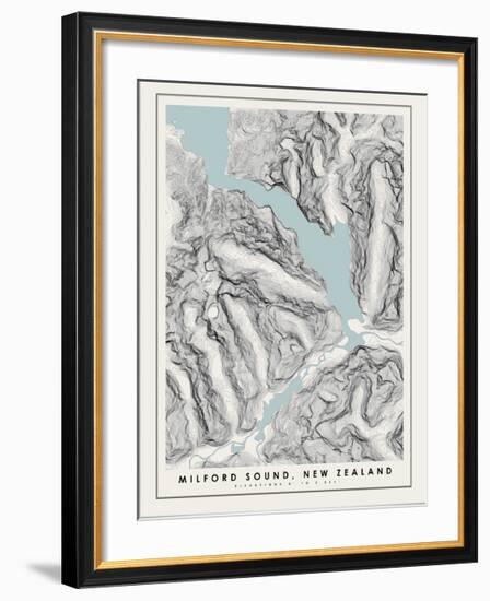 Milford Sound Topographical Print-null-Framed Art Print