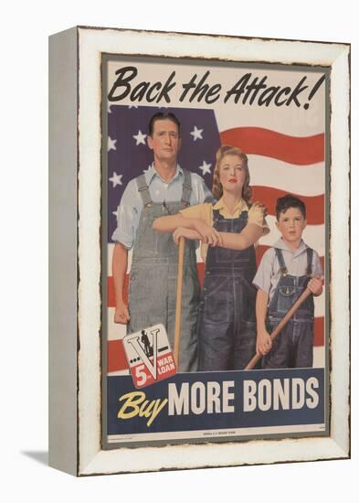 Military and War Posters: Back the Attack! Buy More Bonds! U.S. Government Printing Office, 1944-null-Framed Stretched Canvas