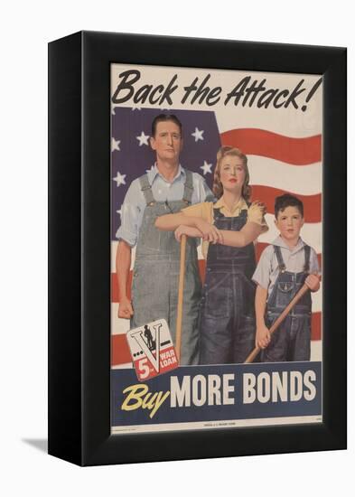 Military and War Posters: Back the Attack! Buy More Bonds! U.S. Government Printing Office, 1944-null-Framed Stretched Canvas