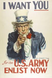 Military and War Posters: I Want YOU for the U.S. Army. James Montgomery Flagg