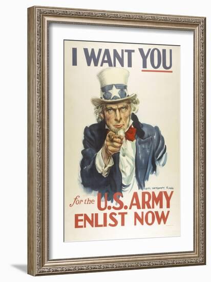 Military and War Posters: I Want YOU for the U.S. Army. James Montgomery Flagg-null-Framed Art Print