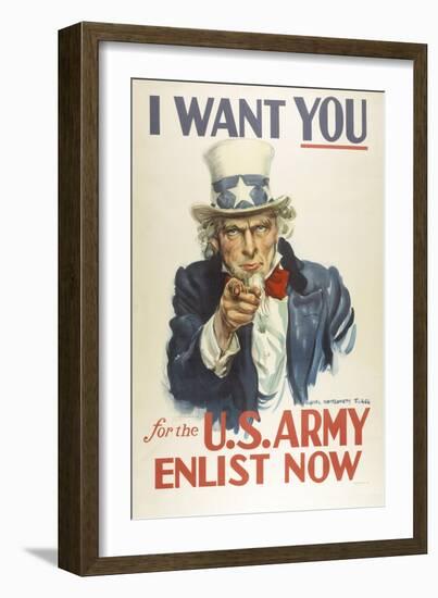 Military and War Posters: I Want YOU for the U.S. Army. James Montgomery Flagg-null-Framed Art Print