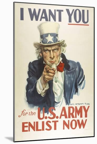 Military and War Posters: I Want YOU for the U.S. Army. James Montgomery Flagg-null-Mounted Art Print