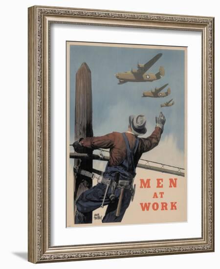 Military and War Posters: Men at Work. Adolph Treidler-null-Framed Art Print