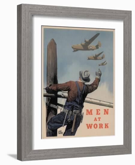 Military and War Posters: Men at Work. Adolph Treidler-null-Framed Art Print