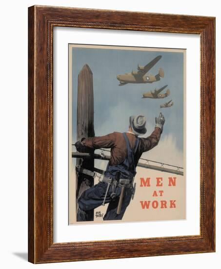 Military and War Posters: Men at Work. Adolph Treidler-null-Framed Art Print