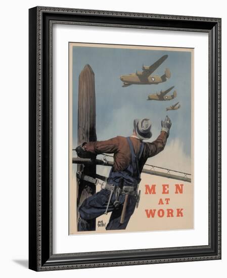 Military and War Posters: Men at Work. Adolph Treidler-null-Framed Art Print