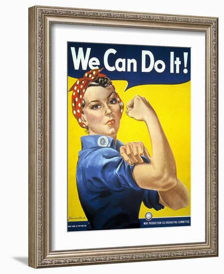 Military and War Posters: We Can Do It! J Howard Miller, 1942-null-Framed Art Print