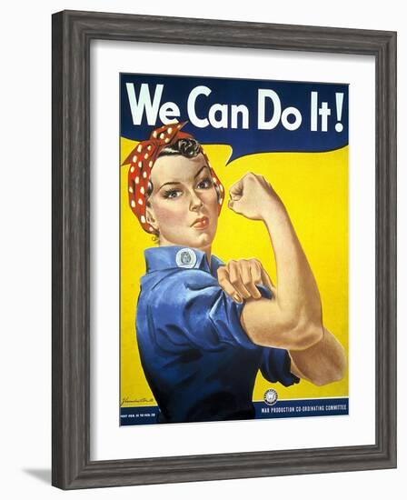 Military and War Posters: We Can Do It! J Howard Miller, 1942-null-Framed Art Print