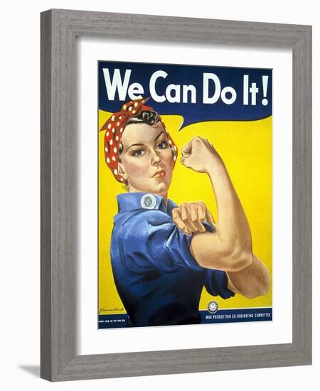 Military and War Posters: We Can Do It! J Howard Miller, 1942-null-Framed Art Print