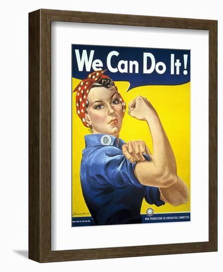 Military and War Posters: We Can Do It! J Howard Miller, 1942-null-Framed Art Print