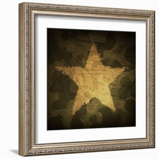 Military Camouflage Background With Grunge Star-pashabo-Framed Art Print