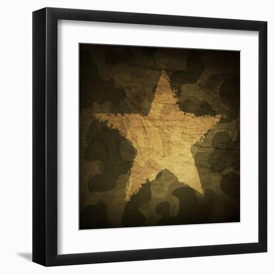 Military Camouflage Background With Grunge Star-pashabo-Framed Art Print