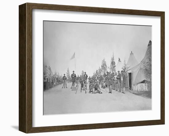 Military Camp with Soliders in Street During the American Civil War-Stocktrek Images-Framed Photographic Print