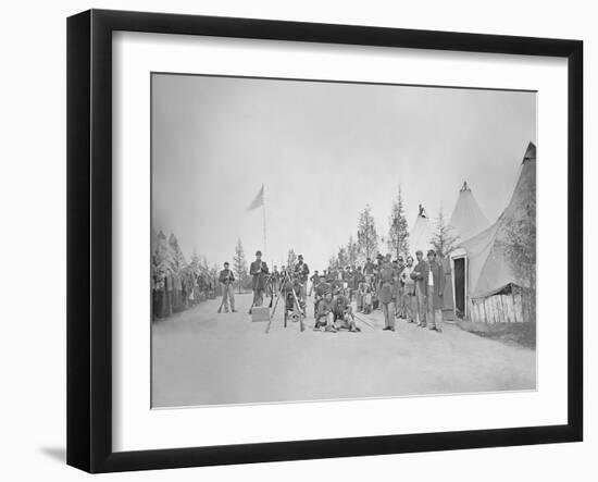 Military Camp with Soliders in Street During the American Civil War-Stocktrek Images-Framed Photographic Print