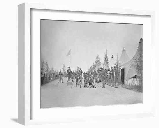 Military Camp with Soliders in Street During the American Civil War-Stocktrek Images-Framed Photographic Print