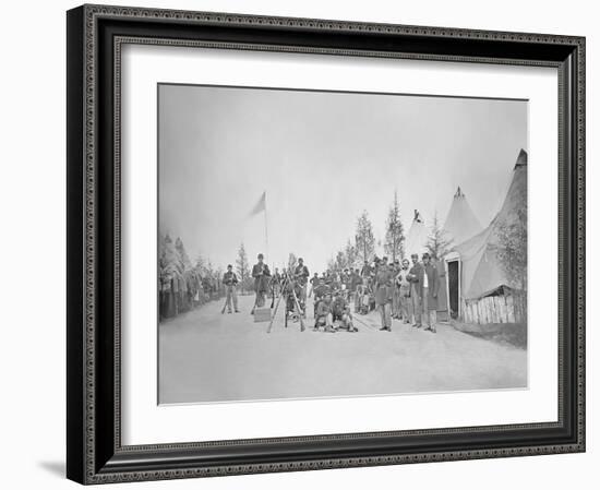 Military Camp with Soliders in Street During the American Civil War-Stocktrek Images-Framed Photographic Print