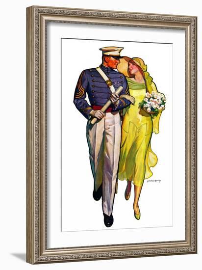 "Military Grad and Girl,"June 7, 1930-McClelland Barclay-Framed Giclee Print