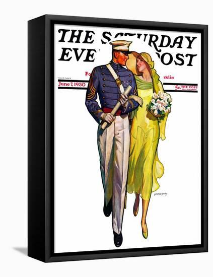 "Military Grad and Girl," Saturday Evening Post Cover, June 7, 1930-McClelland Barclay-Framed Premier Image Canvas