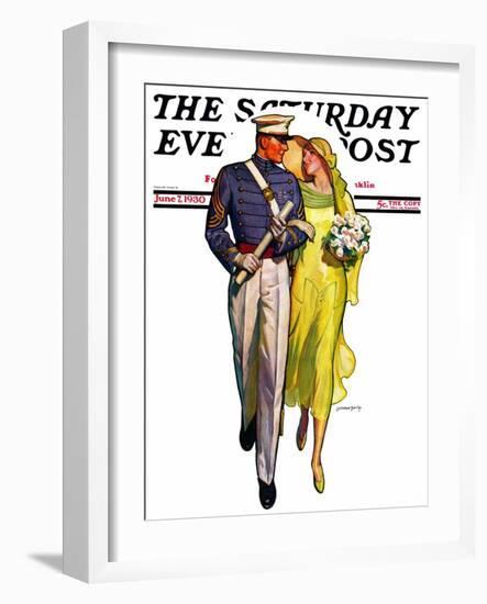 "Military Grad and Girl," Saturday Evening Post Cover, June 7, 1930-McClelland Barclay-Framed Giclee Print