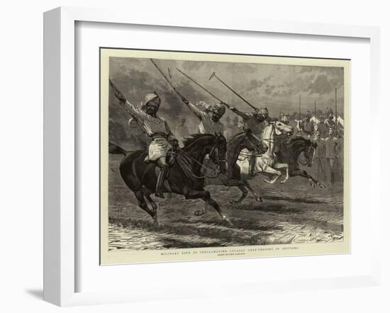 Military Life in India, Native Cavalry Tent-Pegging in Sections-John Charlton-Framed Giclee Print