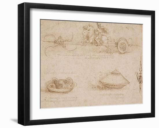 Military Machines and a Study for a Spearhead-Leonardo da Vinci-Framed Art Print