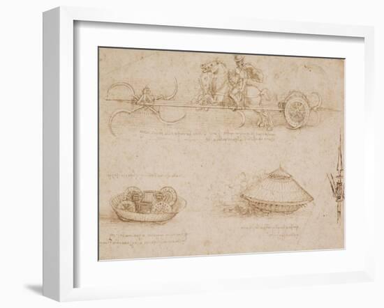 Military Machines and a Study for a Spearhead-Leonardo da Vinci-Framed Art Print