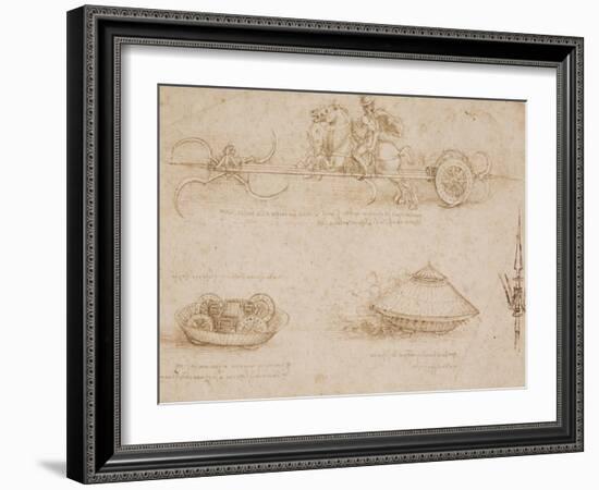 Military Machines and a Study for a Spearhead-Leonardo da Vinci-Framed Art Print