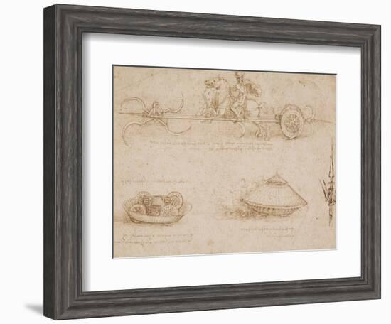 Military Machines and a Study for a Spearhead-Leonardo da Vinci-Framed Art Print