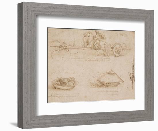 Military Machines and a Study for a Spearhead-Leonardo da Vinci-Framed Art Print