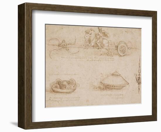 Military Machines and a Study for a Spearhead-Leonardo da Vinci-Framed Art Print