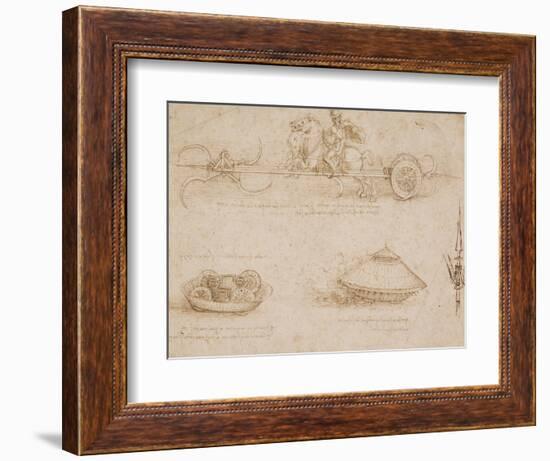 Military Machines and a Study for a Spearhead-Leonardo da Vinci-Framed Art Print