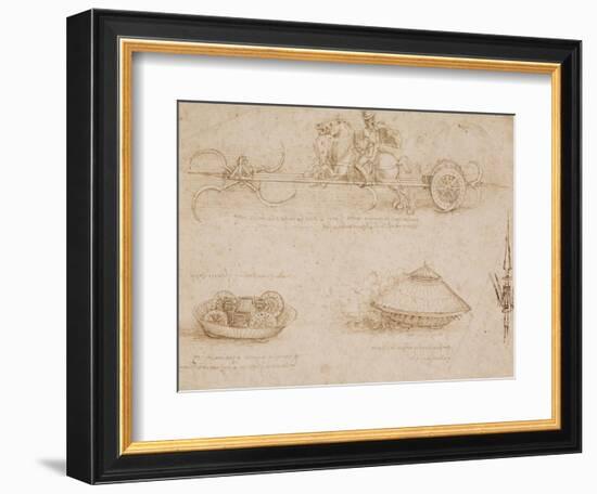 Military Machines and a Study for a Spearhead-Leonardo da Vinci-Framed Art Print