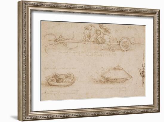 Military Machines and a Study for a Spearhead-Leonardo da Vinci-Framed Art Print